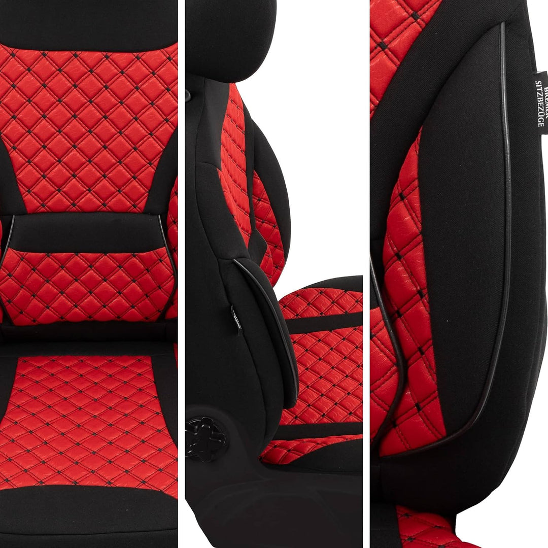 BREMER SITZBEZÜGE Mass Sitzbezüge Schonbezüge für Mercedes B-Klasse W246 ZM2 ZM2 - Schwarz / Rot B-K