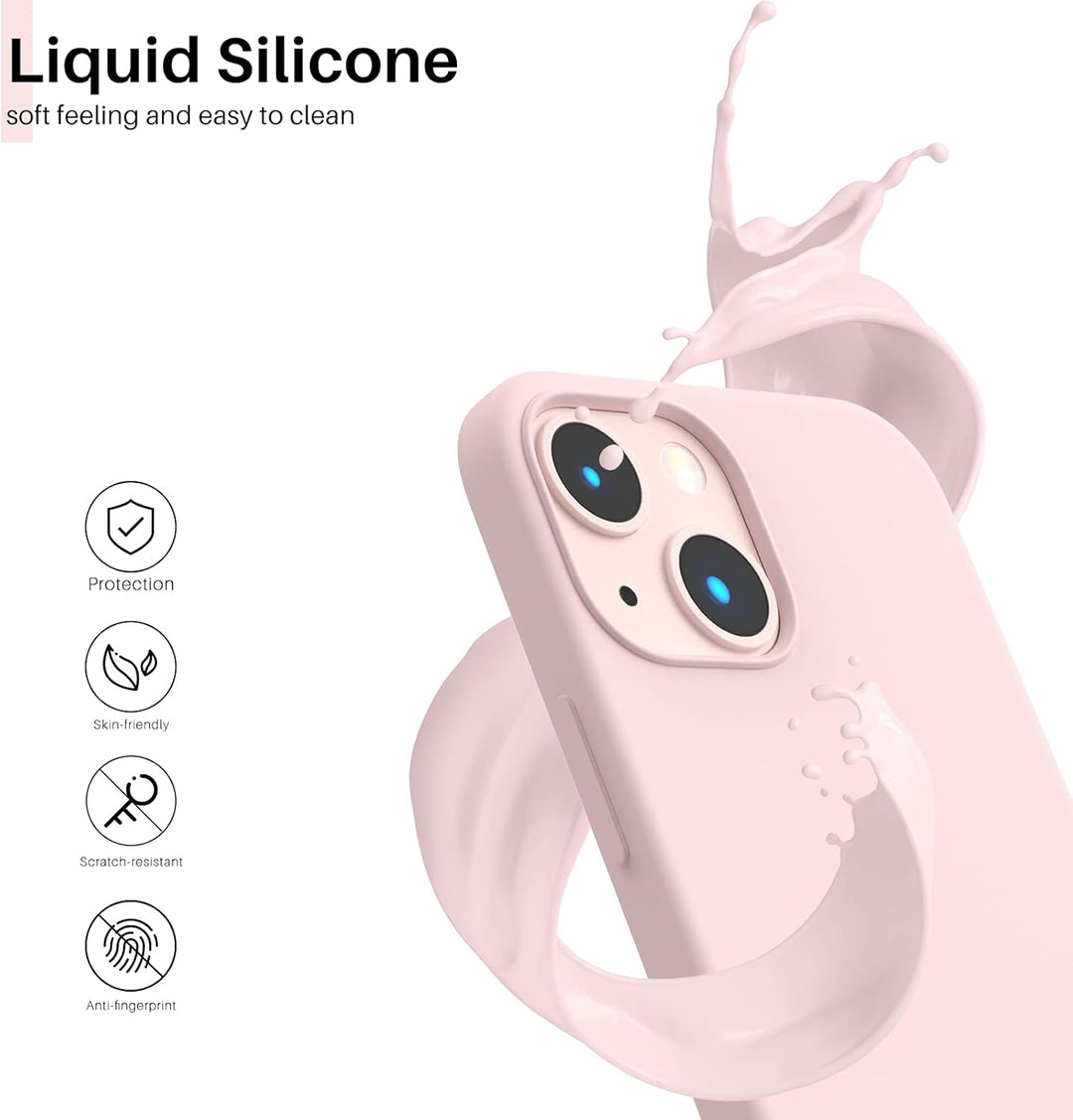 ORNARTO kompatibel mit iPhone 13 Mini 5,4 Silikon Case, Hülle Ultra Dünne Voller Schutz Flüssig Sili