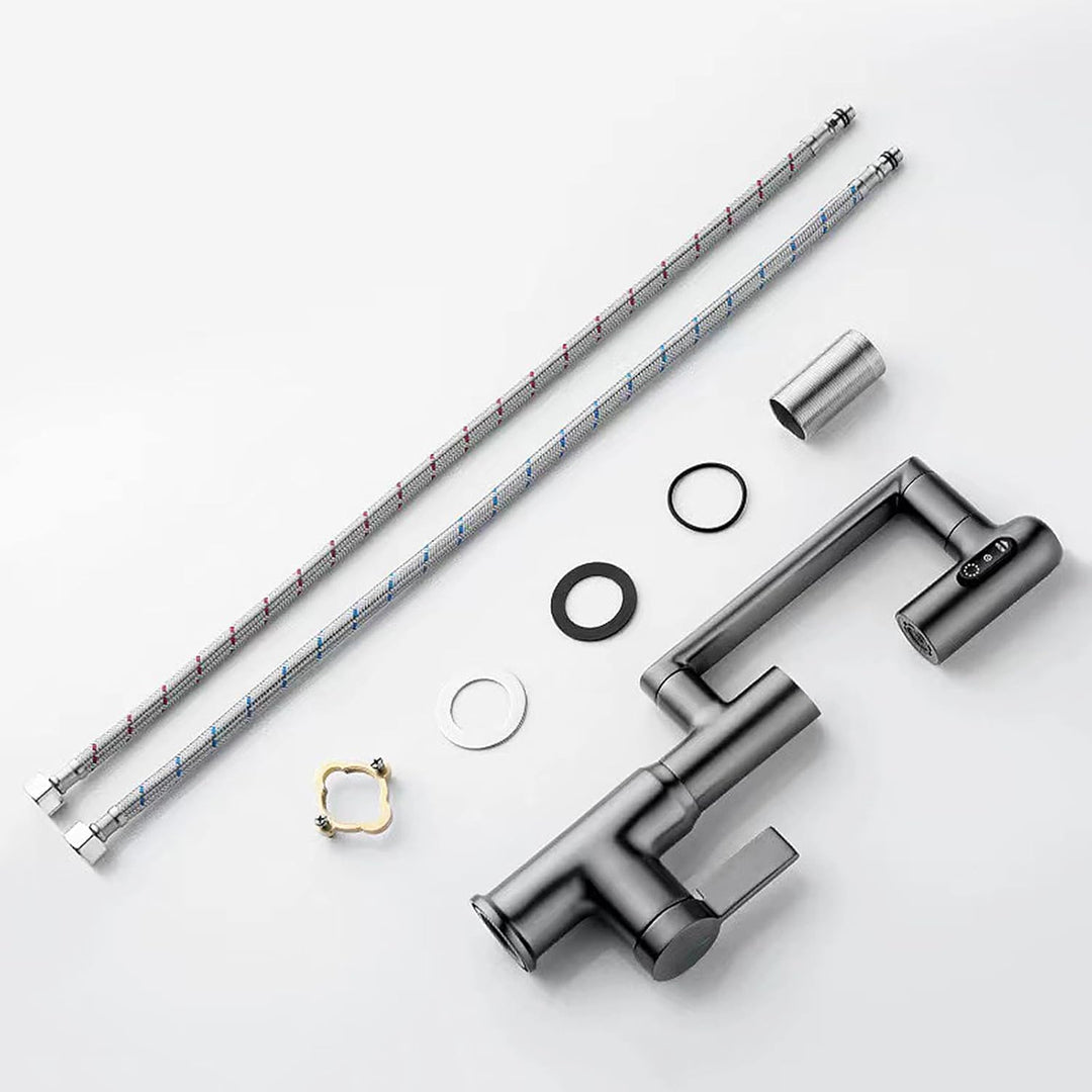 Wasserhahn, LED Temperaturanzeige, Drehbarer Multifunktionshahn, Spültischarmatur(3/8 Schnittstelle)