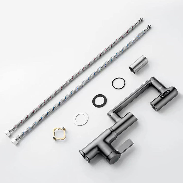 Wasserhahn, LED Temperaturanzeige, Drehbarer Multifunktionshahn, Spültischarmatur(3/8 Schnittstelle)