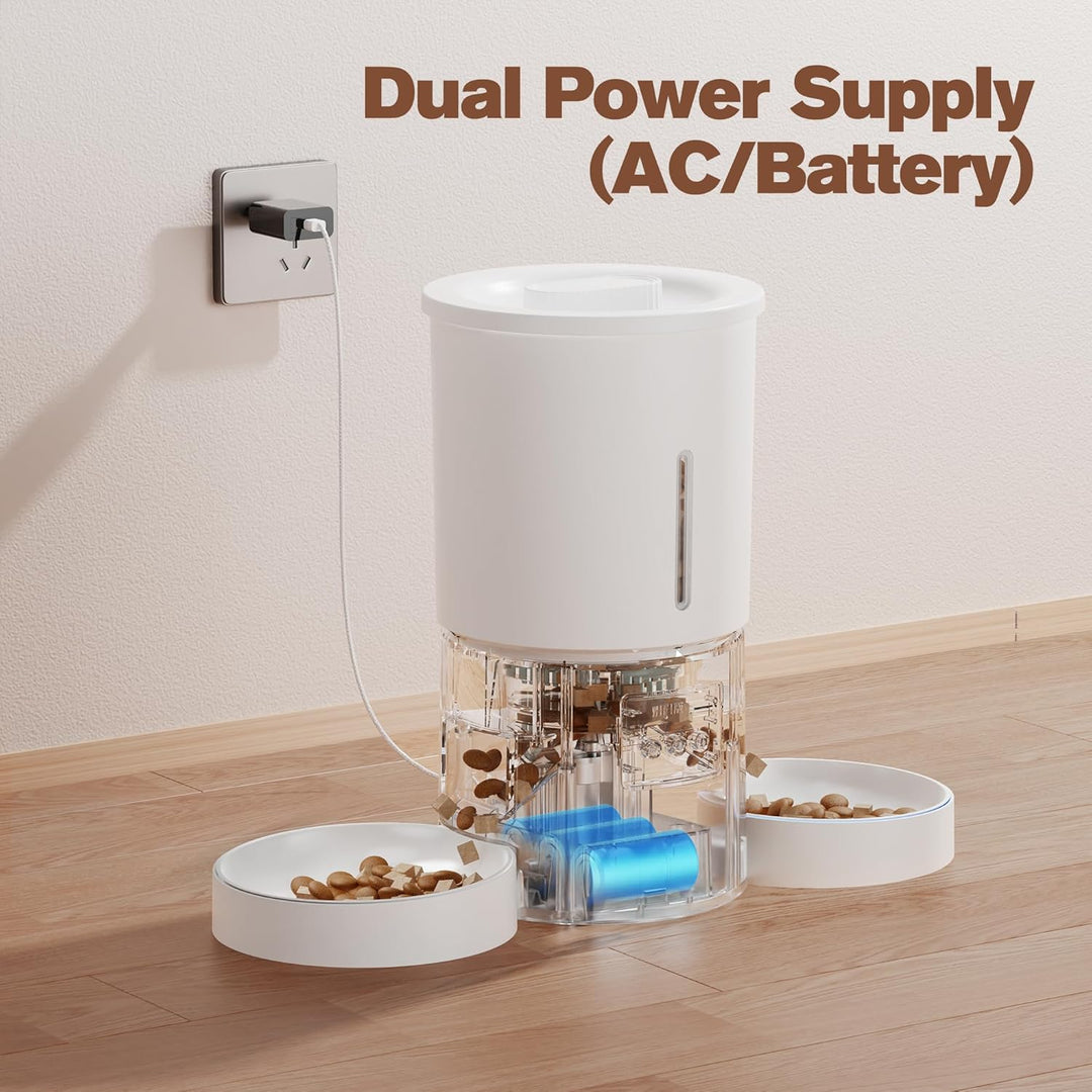 Futterautomat Katze 2 Näpfe mit APP: 5L Automatischer Futterspender mit 2.4G WiFi Timer für Trockenf