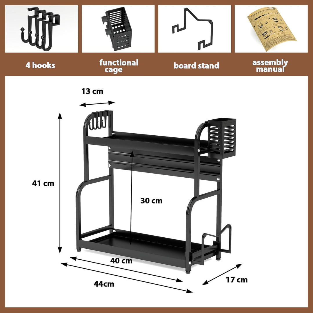 FEXPLENDID Gewürzregal Stehend, küchenutensilienhalter, 49x43.5x22.5cm, Stahl, spice rack organizer,