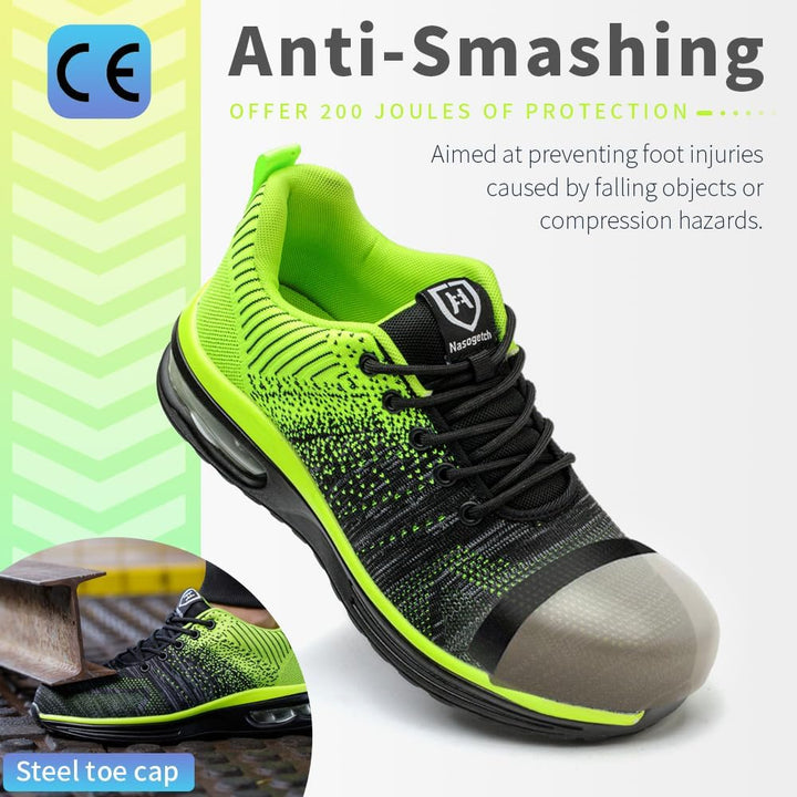 Nasogetch Sicherheitsschuhe Damen Herren Stahlkappenschuhe Arbeitsschuhe Sportlich Atmungsaktiv 36 E