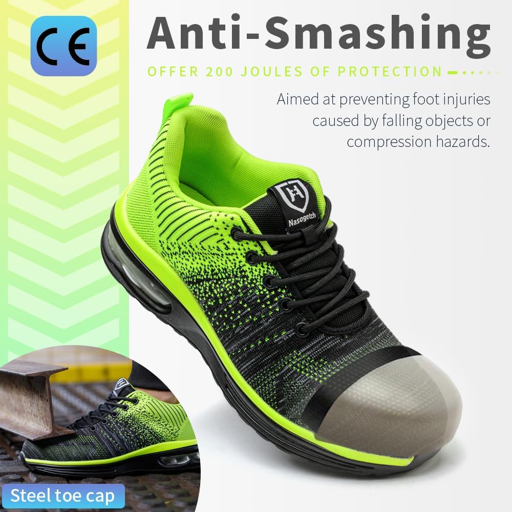 Nasogetch Sicherheitsschuhe Damen Herren Stahlkappenschuhe Arbeitsschuhe Sportlich Atmungsaktiv 37 E