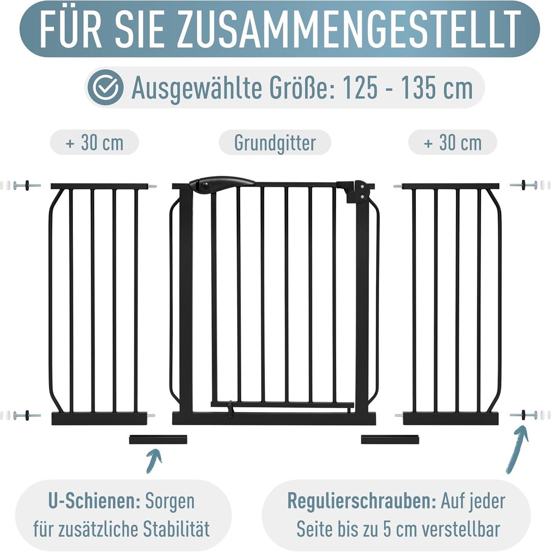 ib style® Berrin Treppengitter 67-175cm | Türschutzgitter | Ohne Bohren | 90° Stop | Auto-Close | 12