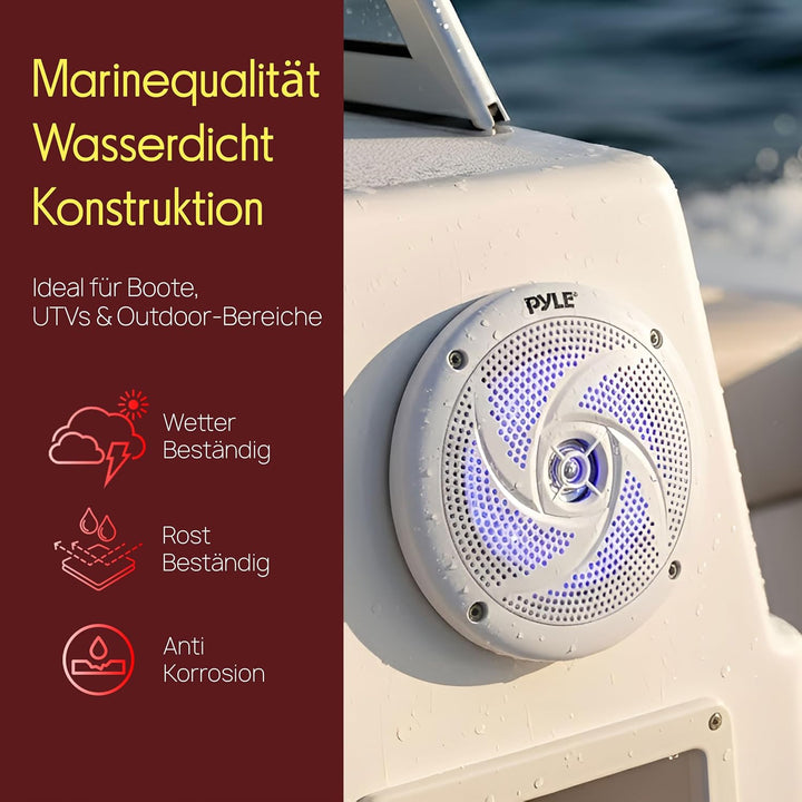 Pyle Marine Speakers - 5.25 Inch 2 Way Waterproof and Weather Resistant Outdoor Audio Stereo Sound S