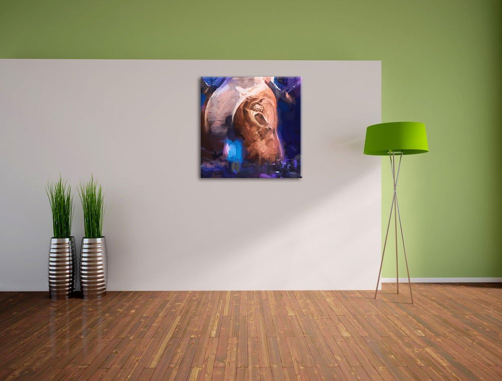 Pixxprint Sexy Frau am Plattenpult / 70x70cm Leinwandbild bespannt auf Holzrahmen/Wandbild Kunstdruc