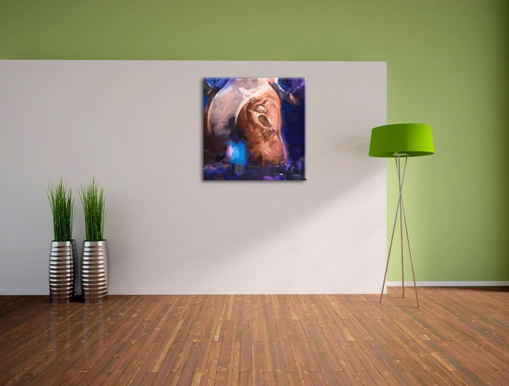 Pixxprint Sexy Frau am Plattenpult / 70x70cm Leinwandbild bespannt auf Holzrahmen/Wandbild Kunstdruc