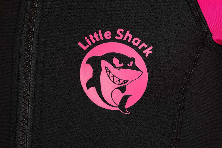 Cressi Little Shark Jr Shorty 2mm Neoprenanzug für Kinder Schwarz/Rosa 13/14 Jahre Langarm, Schwarz/
