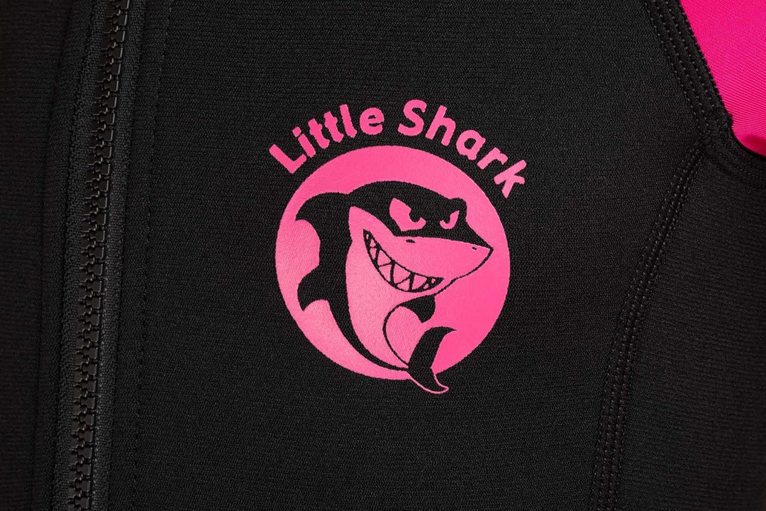 Cressi Little Shark Jr Shorty 2mm Neoprenanzug für Kinder Schwarz/Rosa 3/4 Jahre Langarm, Schwarz/Ro