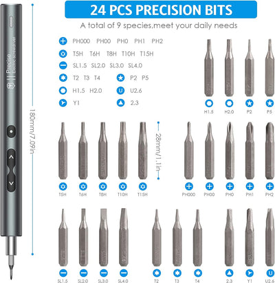 Brifit Präzisions-Schraubendreher-Set, 28 in 1, Mini-Schraubendreher, kabellos, mit LED-Lichtern, US