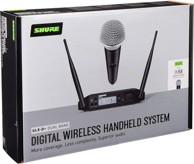 Shure GLXD24+/SM58 Dual Band Pro Digital Wireless Mikrofonsystem für Kirche, Karaoke, Gesang - 12-St