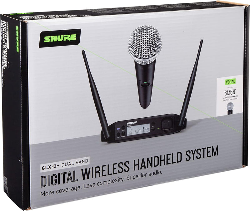 Shure GLXD24+/SM58 Dual Band Pro Digital Wireless Mikrofonsystem für Kirche, Karaoke, Gesang - 12-St