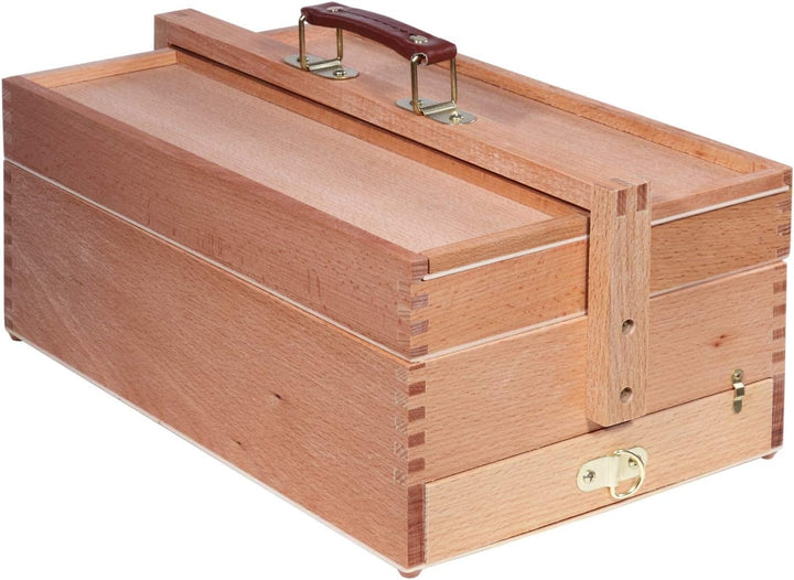 Artina Malkasten Vannes - Utensilienbox - Malkoffer aus Holz mit 4 Staufächern, Holzkoffer 39x23x17,