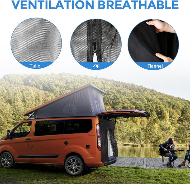 Auto Insektennetz für Ford Transit Custom, Zweischichtig Magnetische Moskitonetze Hintere Tür mit Wi