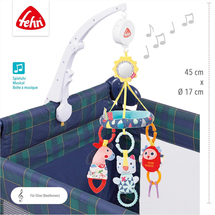 Fehn 055221 Reise-Musik-Mobile COLOR Friends – Mobile mit Melodie "Für Elise" und süssen Figuren – M