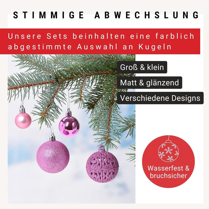 WOMA Weihnachtskugeln Set I 50 oder 100 Christbaum-Kugeln I Weihnachtskugeln Kunststoff I Weihnachts