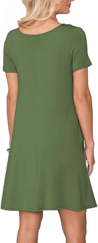 AUSELILY Damen Kleider Sommer Kurzarm Shirtkleider Kurz Sommerkleider Leicht Freizeitkleid mit Tasch