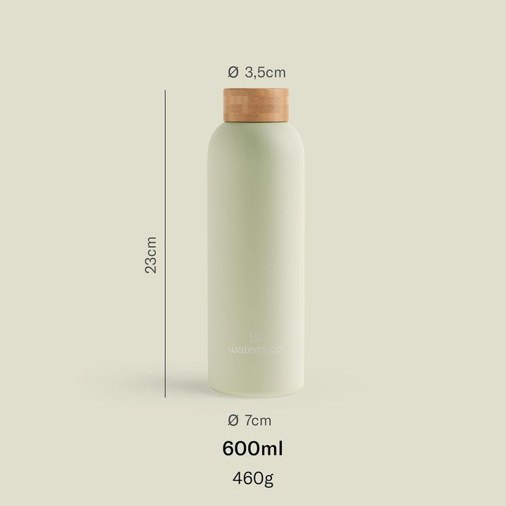 waterdrop® Edelstahl Trinkflasche 600ml - auslaufsichere Trinkflasche Kohlensäure geeignet & BPA fre