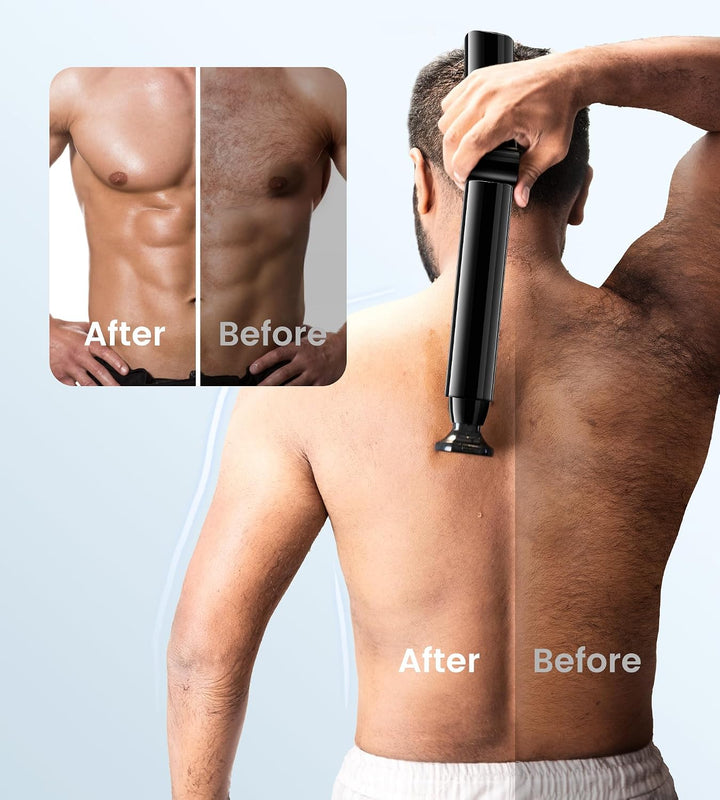 NUBACK Elektrischer Rückenrasierer, Body Trimmer Herren mit Langer Griff Schwarz, Schwarz