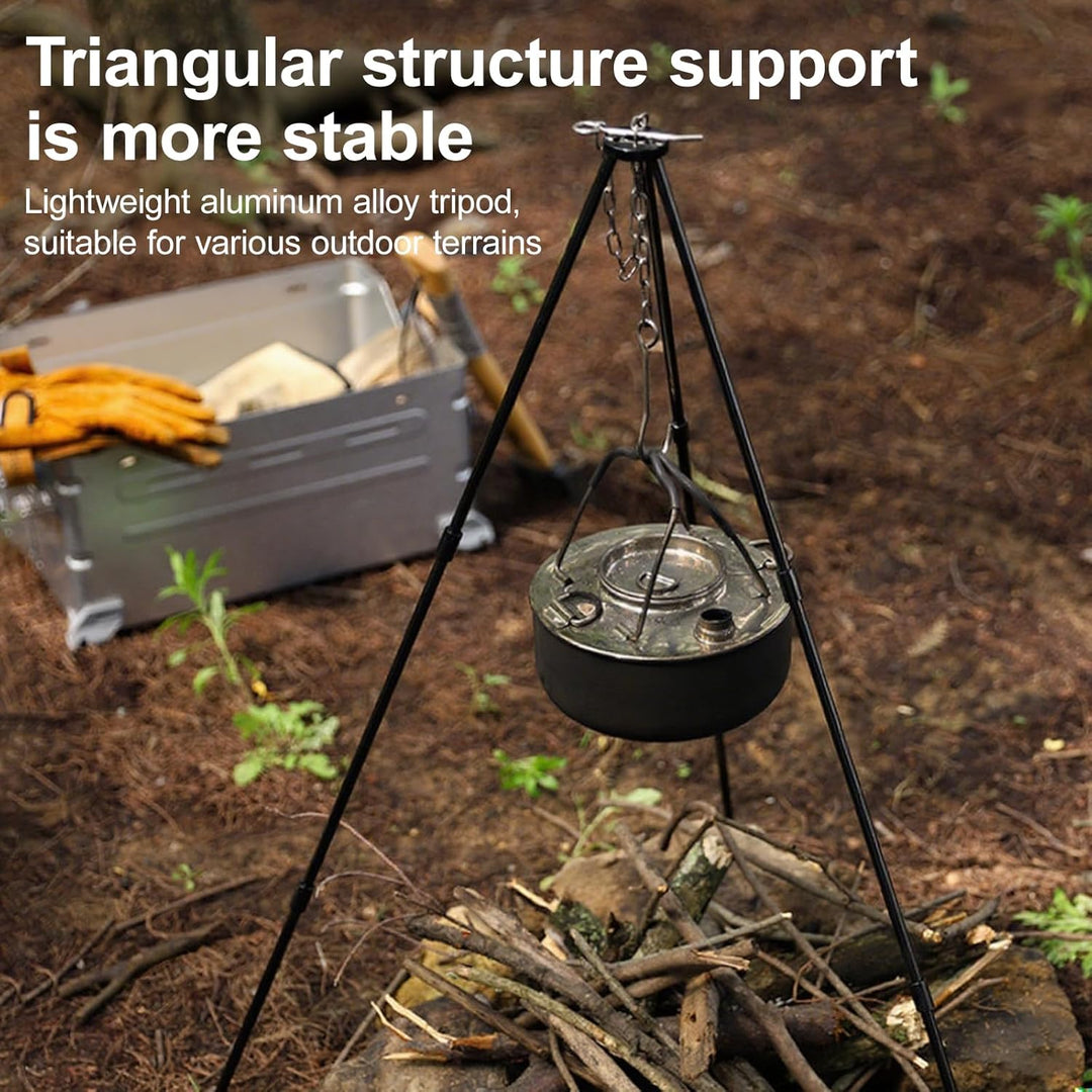 Kochen Stativ im Freien, BBQ Dreibein, Grillgeräte Campinggrills mit Kette und Haken, zum Kochen, Tr