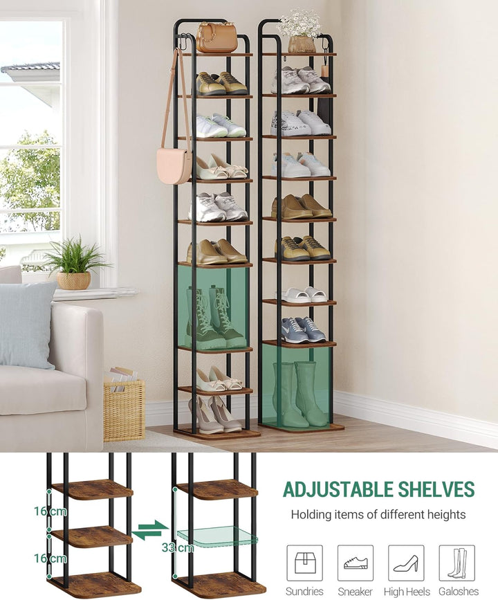 Hzuaneri Vertikales Schuhregal, 10-Stockige Schuhregale, Schuhturm für kleine Räume, Freistehend, Ve