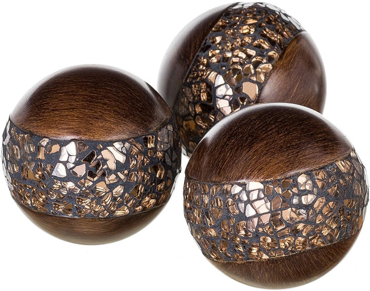 Schonwerk Walnuss Dekorative Kugeln für Schalen und Vasen (3er Set) Harz Kugelkugeln für Wohnzimmer,