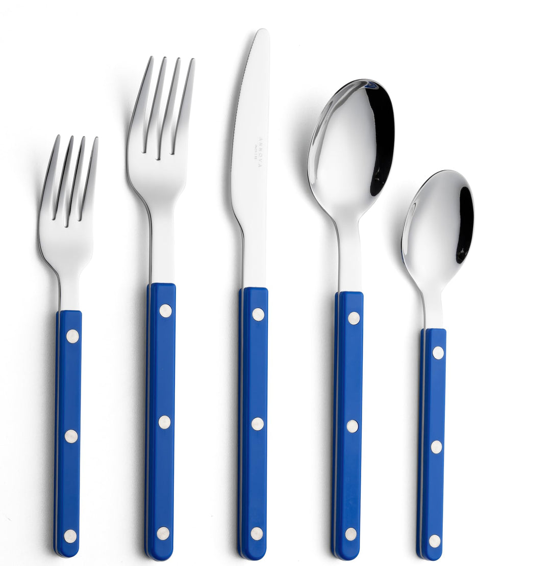 ANNOVA Besteckset, Retro/Nieten-Farbenfrohes Edelstahl-Geschirr Küchenbesteckset, enthält Tischmesse