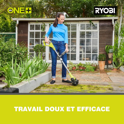 RYOBI 18 V ONE+ Akku-Oberflächenreiniger RY18PCB-140 (Teleskopstiel, werkzeugloser Bürstenwechsel, R