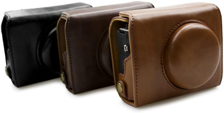 Rieibi G7X II G7X III Hülle - Vintage Leder Kameratasche für Canon PowerShot G7 X Mark II/G7 X Mark