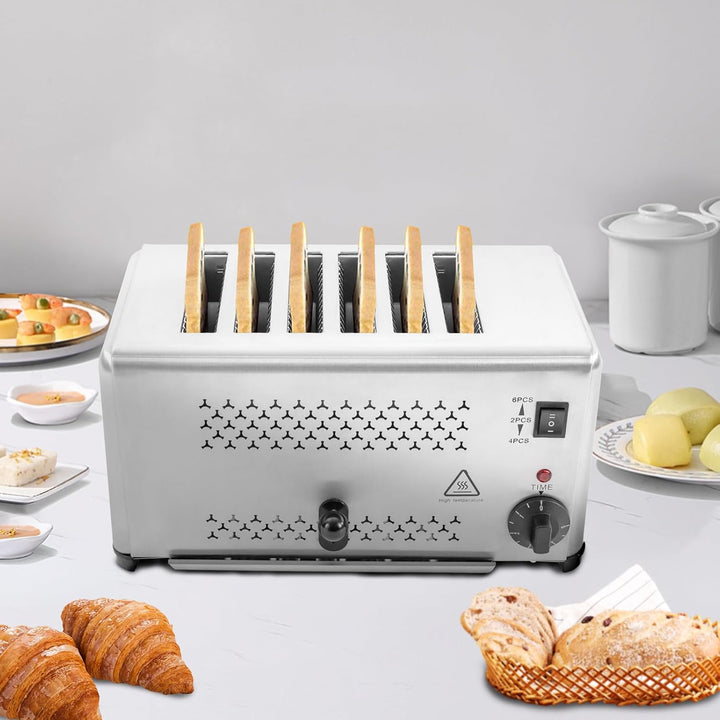 Toaster 6 Scheiben 3 Bräunungstufe 2400W Toaster Edelstahl | Aufwärmfunktion | Liftfunktion | Abscha
