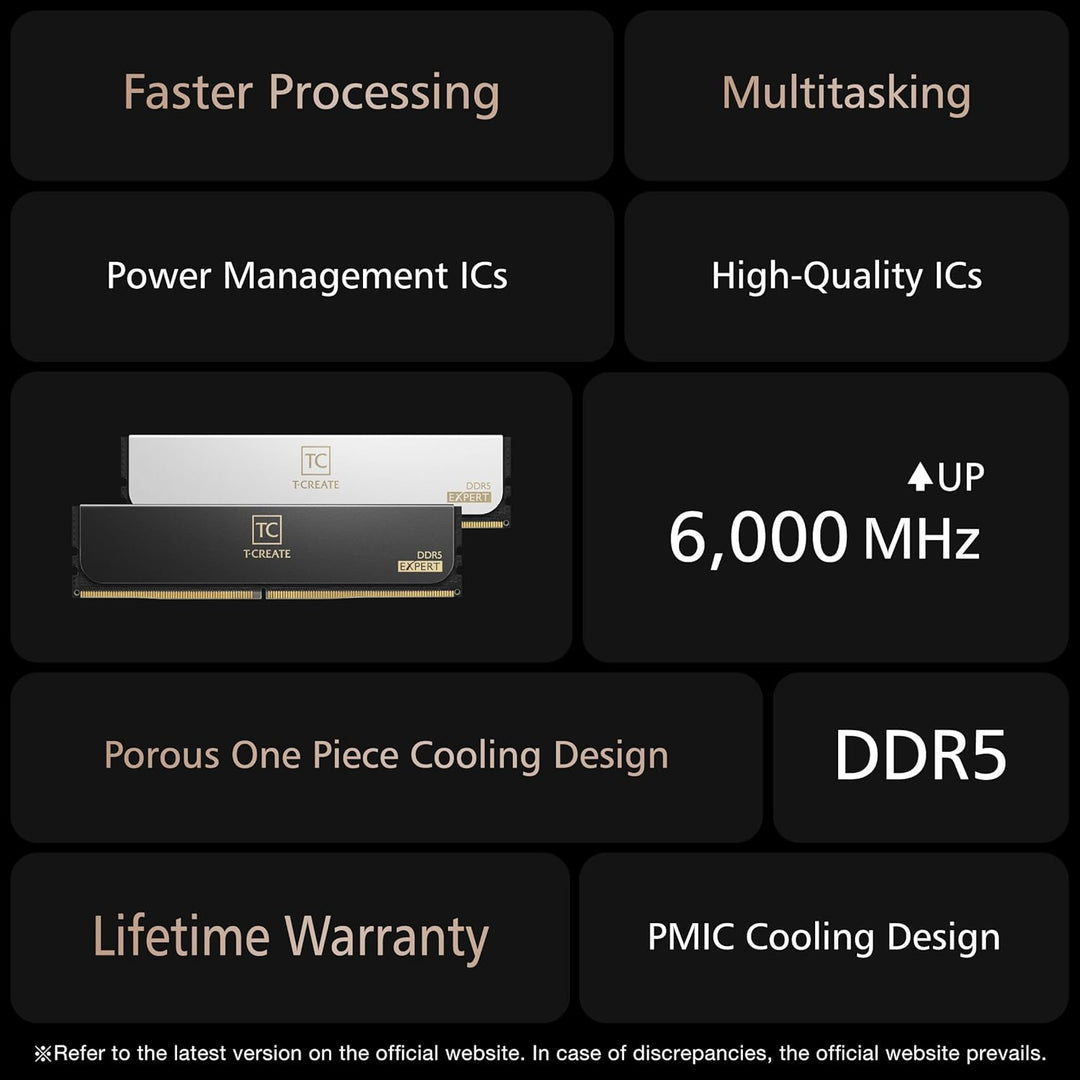 DDR5 32GB KIT 2x16GB PC 6000 Team T-CREATE EXPERT CTCED532G6000HC30DC01 schwarz 32GB (16GBx2) DDR5 6