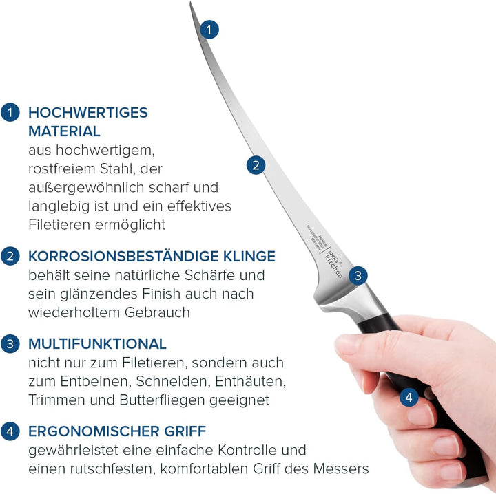 Joejis Filetiermesser Fisch 32 cm scharf aus Edelstahl - das Fischfiletiermesser ist hervorragend al