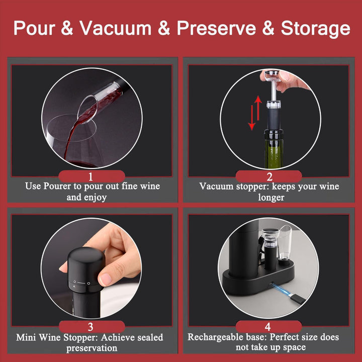 ZOYIDOUX 7-in-1 wiederaufladbares elektrisches Korkenzieher-Geschenkset, elektrischer Weinöffner mit