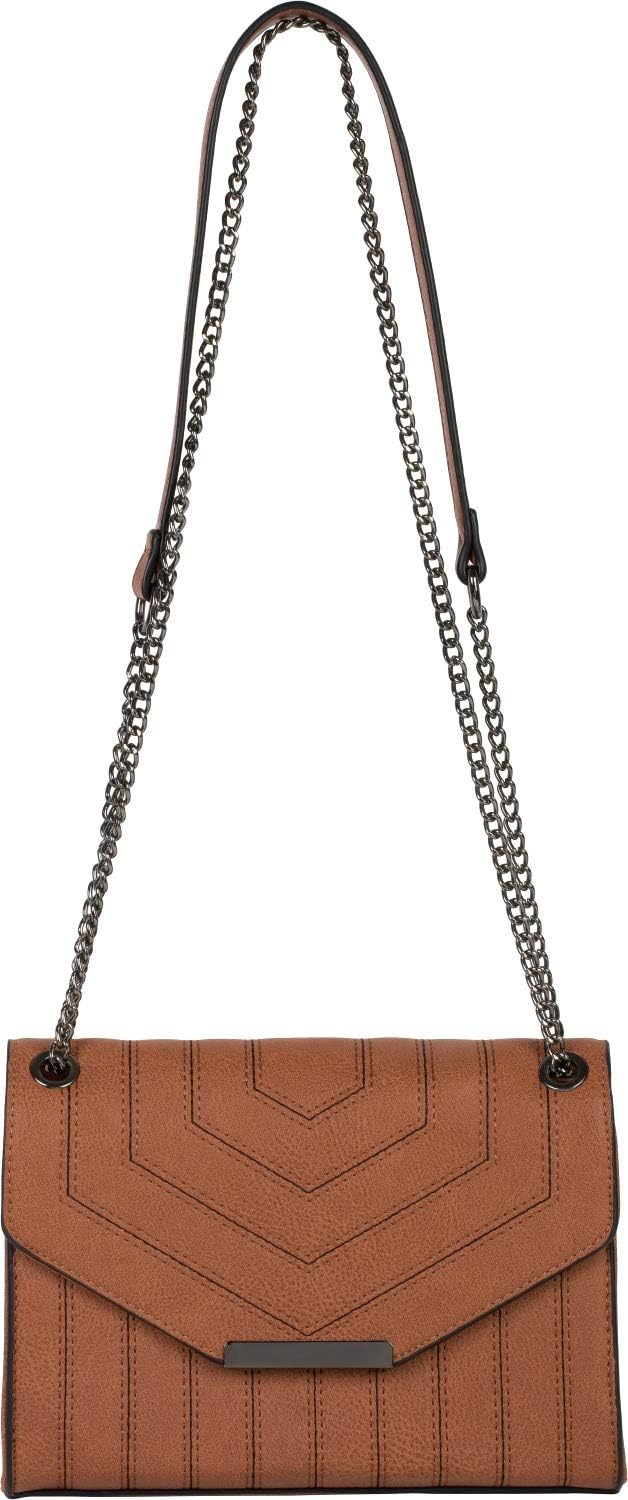 styleBREAKER Damen Umhängetasche mit Ziernähten und Kette, Schultertasche, Handtasche, Tasche 020123