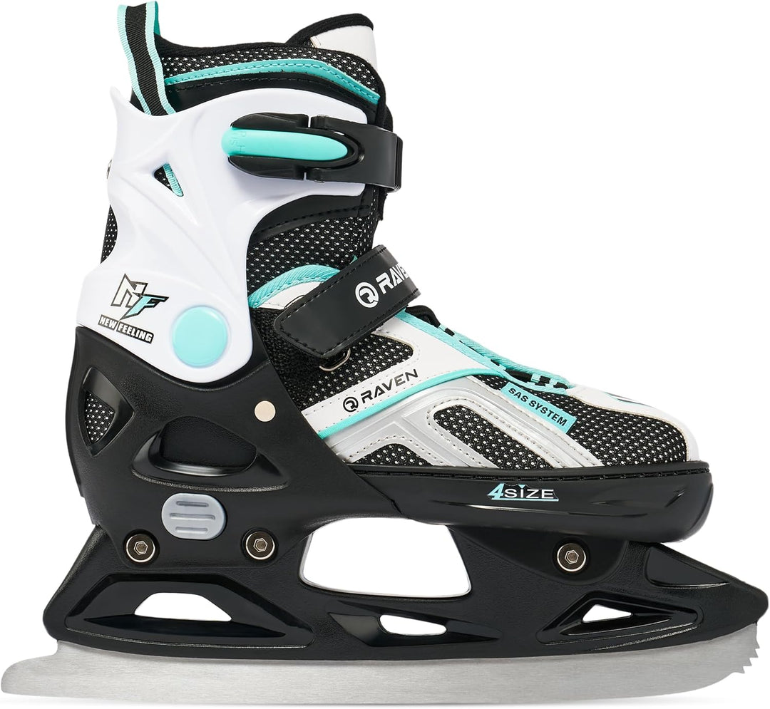 Raven Pulse Black/Mint 2in1 Verstellbare Schlittschuhe und Inline Skates - Inliner für Kinder und Er