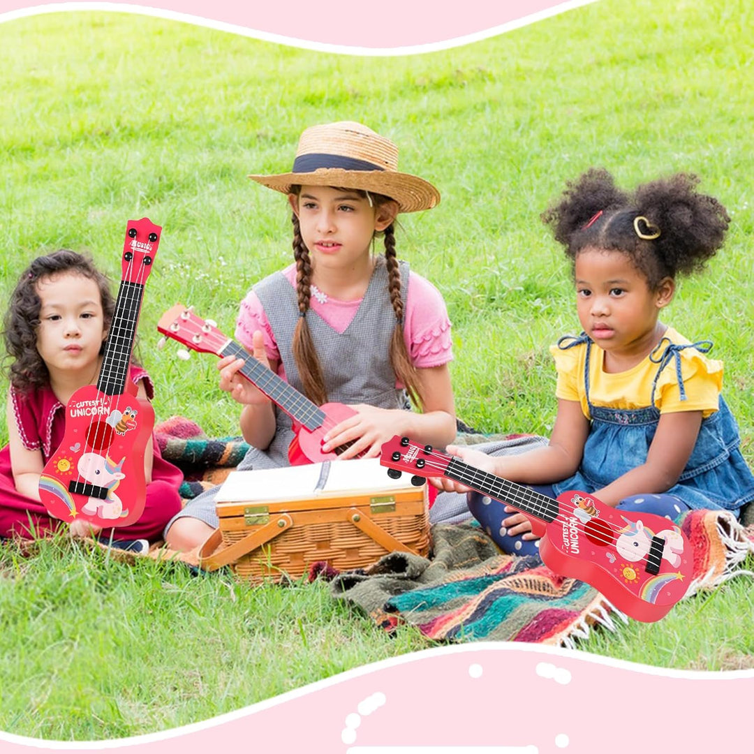 42cm Kindergitarre Mit 4 verstellbaren Saiten Ukulele Gitarre Spielzeug für Kleinkinder Anfänger Jun