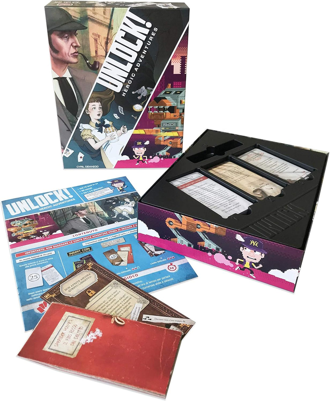 Asmodee Scunl05It Unlock Heroic Adventures Brettspiel Edition auf Italienisch, Mehrfarbig Entsperren