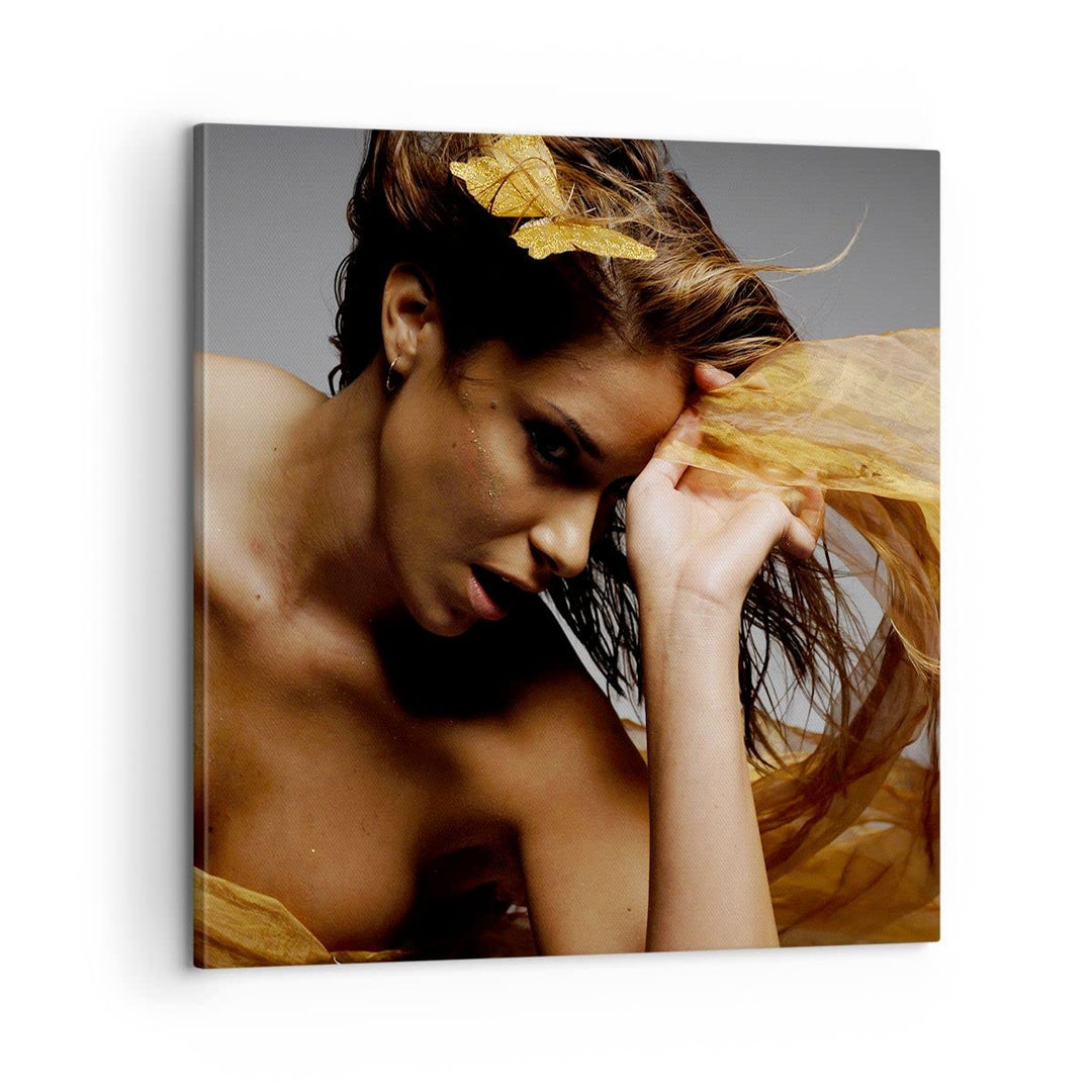 Bilder auf Leinwand Frau Pose Tanzen Leinwandbild mit Rahmen 60x60cm Wandbilder Dekoration Wohnzimme
