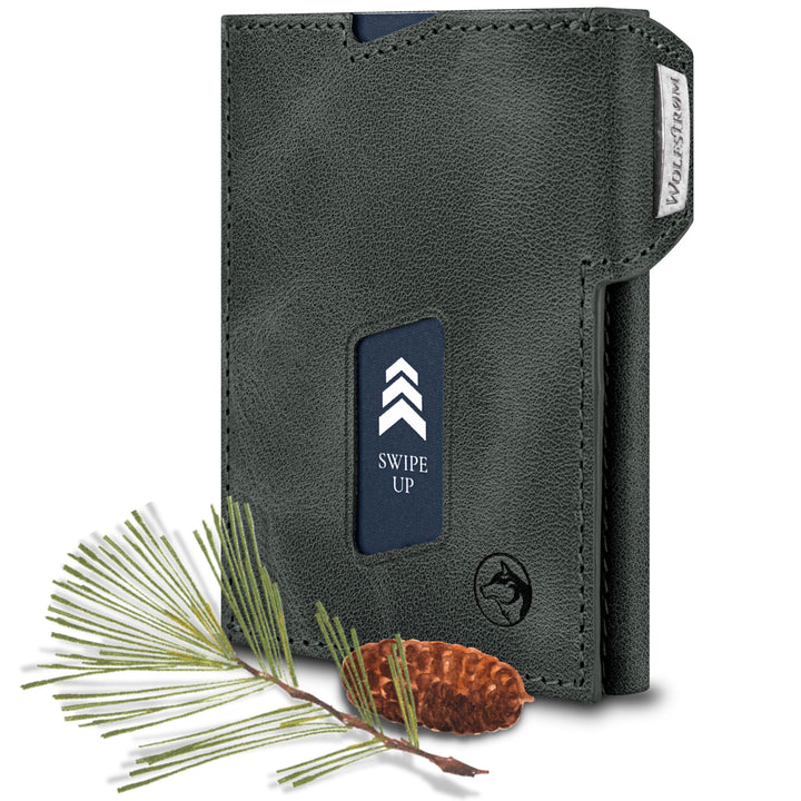 Wolfstrøm Slim Wallet mit Münzfach 'Ludvig' I 7+1 Karten Mini Geldbörse Herren klein, RFID Blocker I