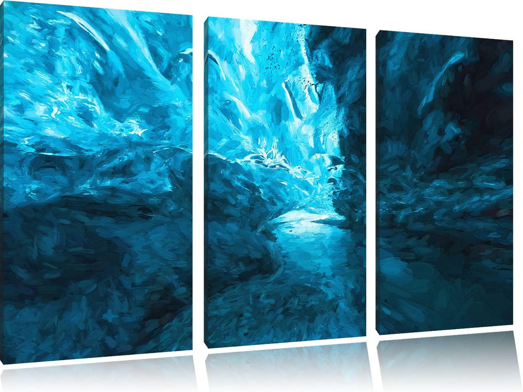 Pixxprint abstrakte Eislandschaft Kunst als Leinwandbild/Grösse: 3 Teilig (120x80 cm) cm/Wandbild/Ku