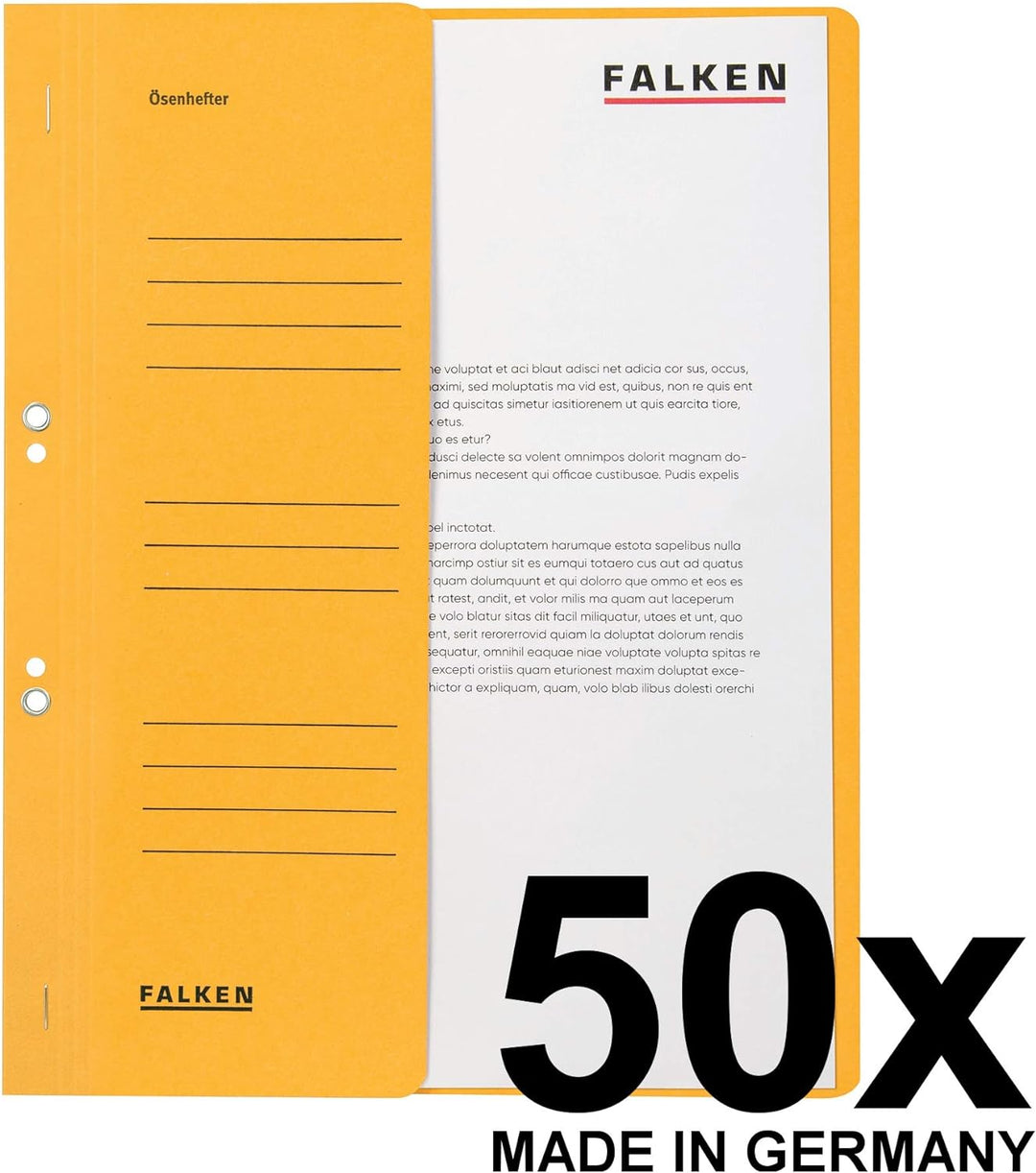 Original Falken 50er Pack Ösenhefter. Made in Germany. Aus Recycling-Karton mit halbem Vorderdeckel
