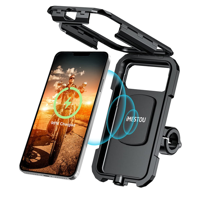iMESTOU Wasserdichtes Motorrad Wireless USB C Telefonmontage, Lenker Handyhalter 360 Rotation Passt