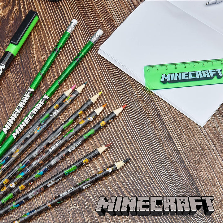 Minecraft Federmäppchen Jungen und Mädchen Mäppchen Gefüllt Creeper Federmappe mit Schreibwaren Game