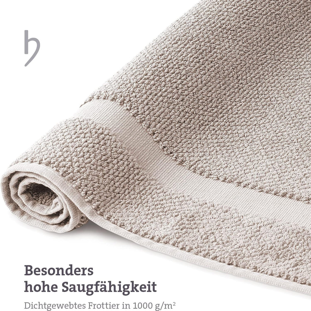 herzbach home Badvorleger Set 100% Baumwolle | Duschvorleger | 1.000 g/m² | Saugfähig | Waschbar (Sa