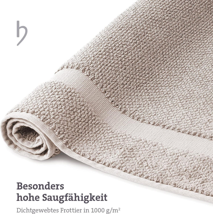 herzbach home Badvorleger Set 100% Baumwolle | Duschvorleger | 1.000 g/m² | Saugfähig | Waschbar (Sa