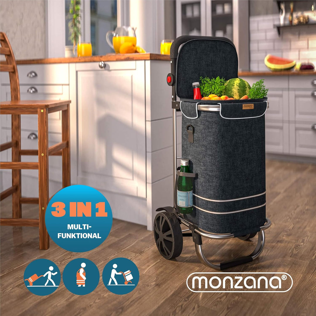 Monzana 2in1 Einkaufstrolley 56L bis 50 kg klappbar abnehmbare Tasche Handwagen Einkaufswagen Einkau