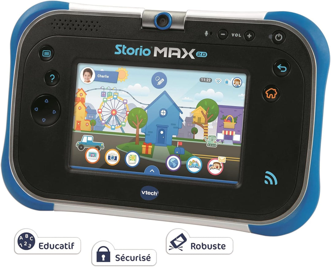 VTech - Storio Max 2.0 Blau, Kinder-Tablet mit Touchscreen, Lernfähig und sicher mit 5 Zoll Farbdisp