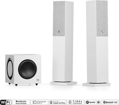 Audio Pro A38 - Aktiv Standlautsprecher mit Verstärker - Stereo Lautsprecher mit Multiroom für Home