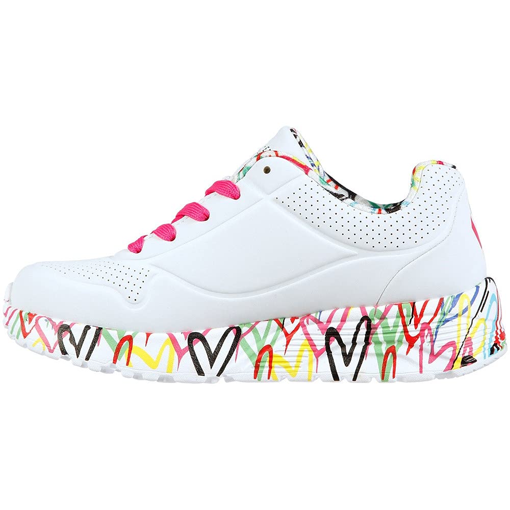 Skechers Mädchen Uno Lite Lovely Luv Sneaker 27 EU White Synthetic H Pink Trim, 27 EU White Syntheti